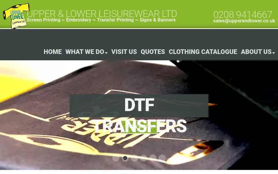Screenshot of upperandlower.co.uk
