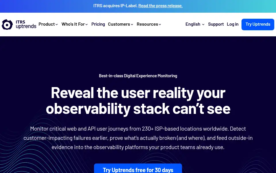 Screenshot of uptrends.com