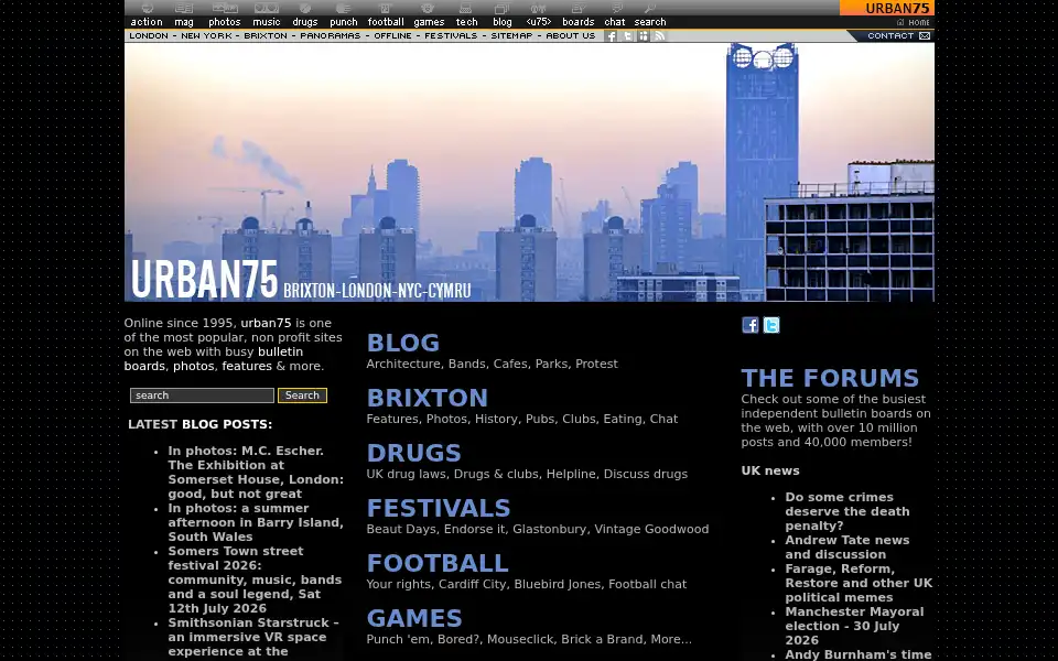 Screenshot of urban75.com