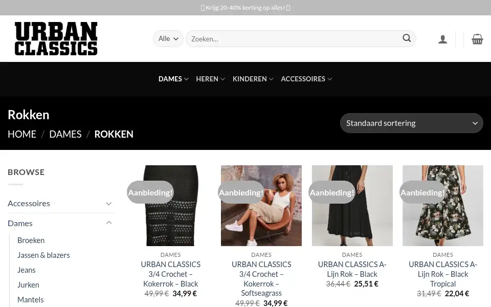 Screenshot of urbanclassicskleding.com