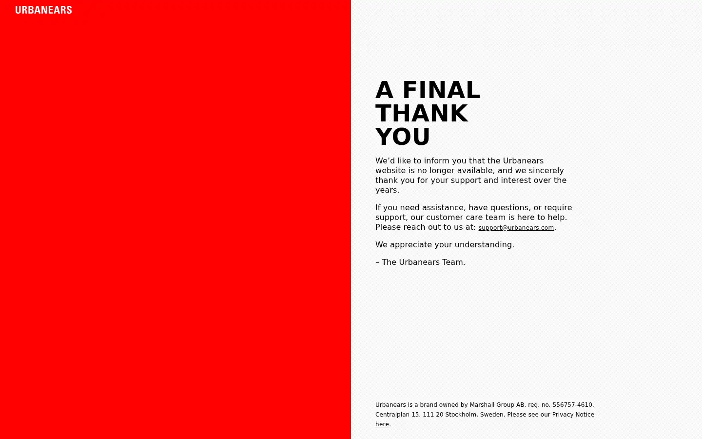 Screenshot of urbanears.com