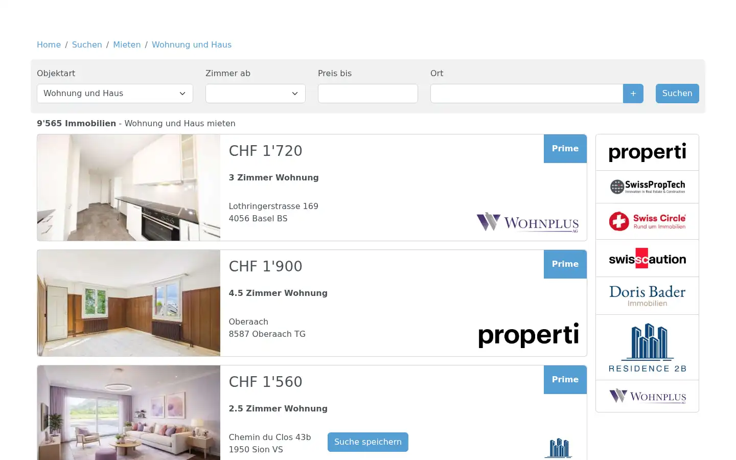 Screenshot of urbanhome.ch