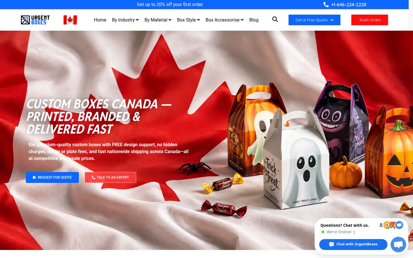 Screenshot of urgentboxes.ca