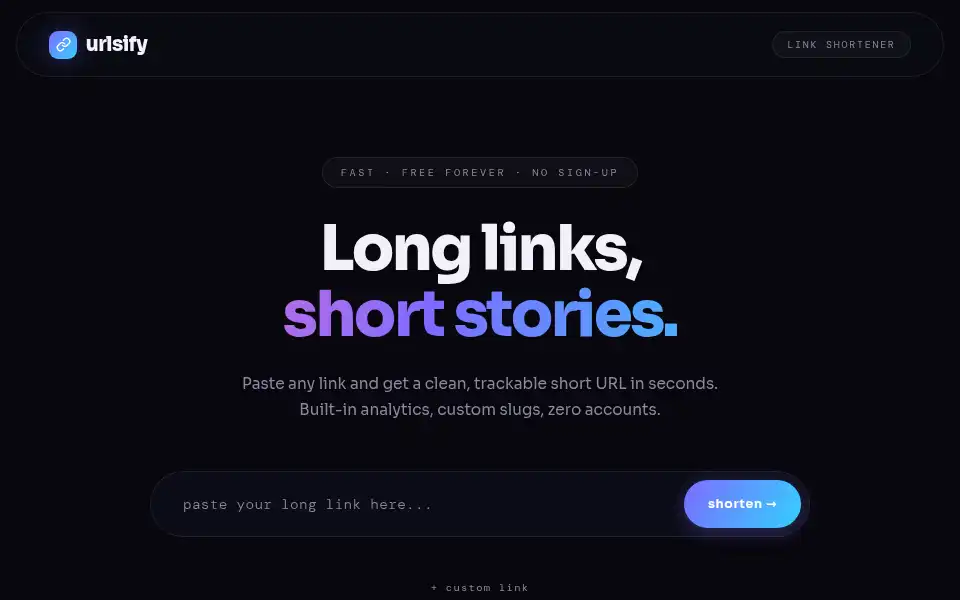 Screenshot of urlsify.com