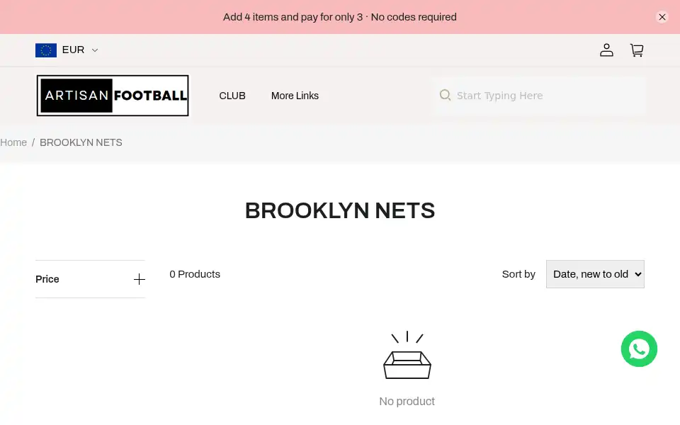 Screenshot of us.artisanfootball.com