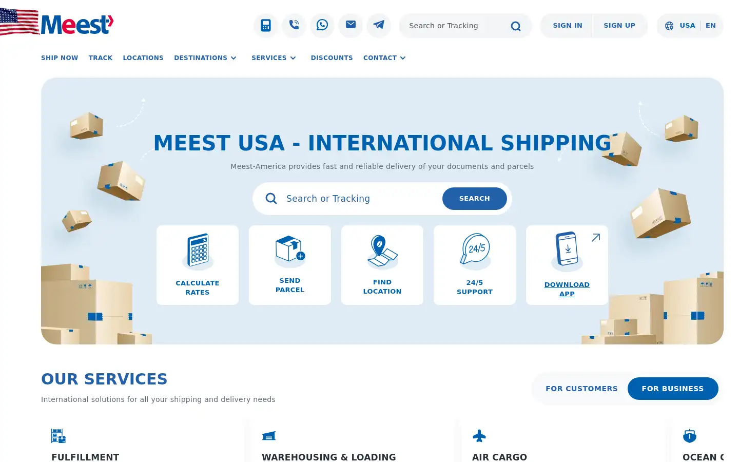 Screenshot of us.meest.com