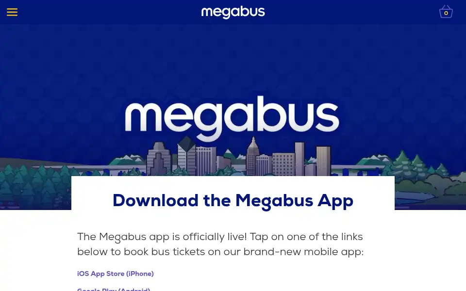 Screenshot of us.megabus.com