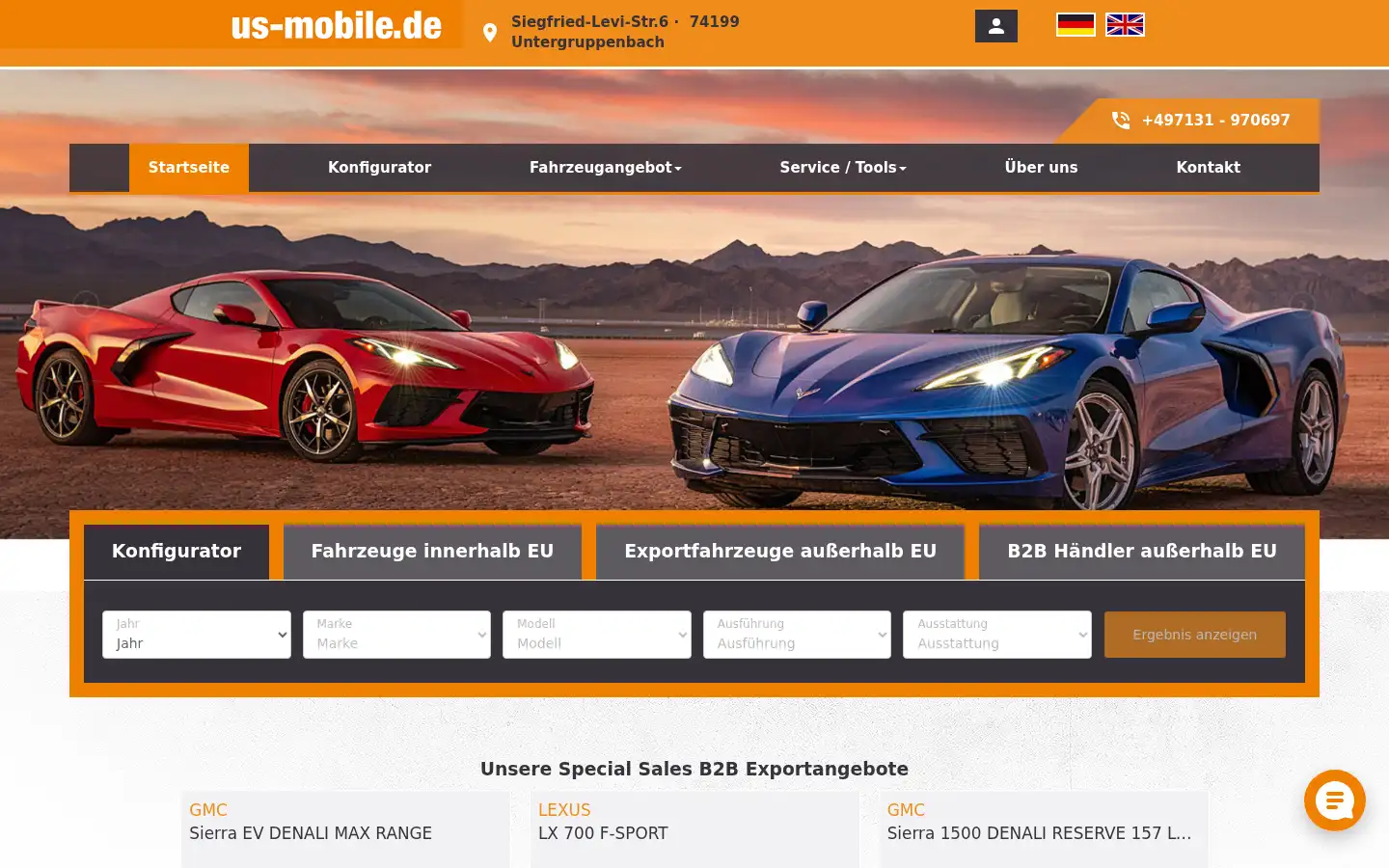 Screenshot of us-mobile.de
