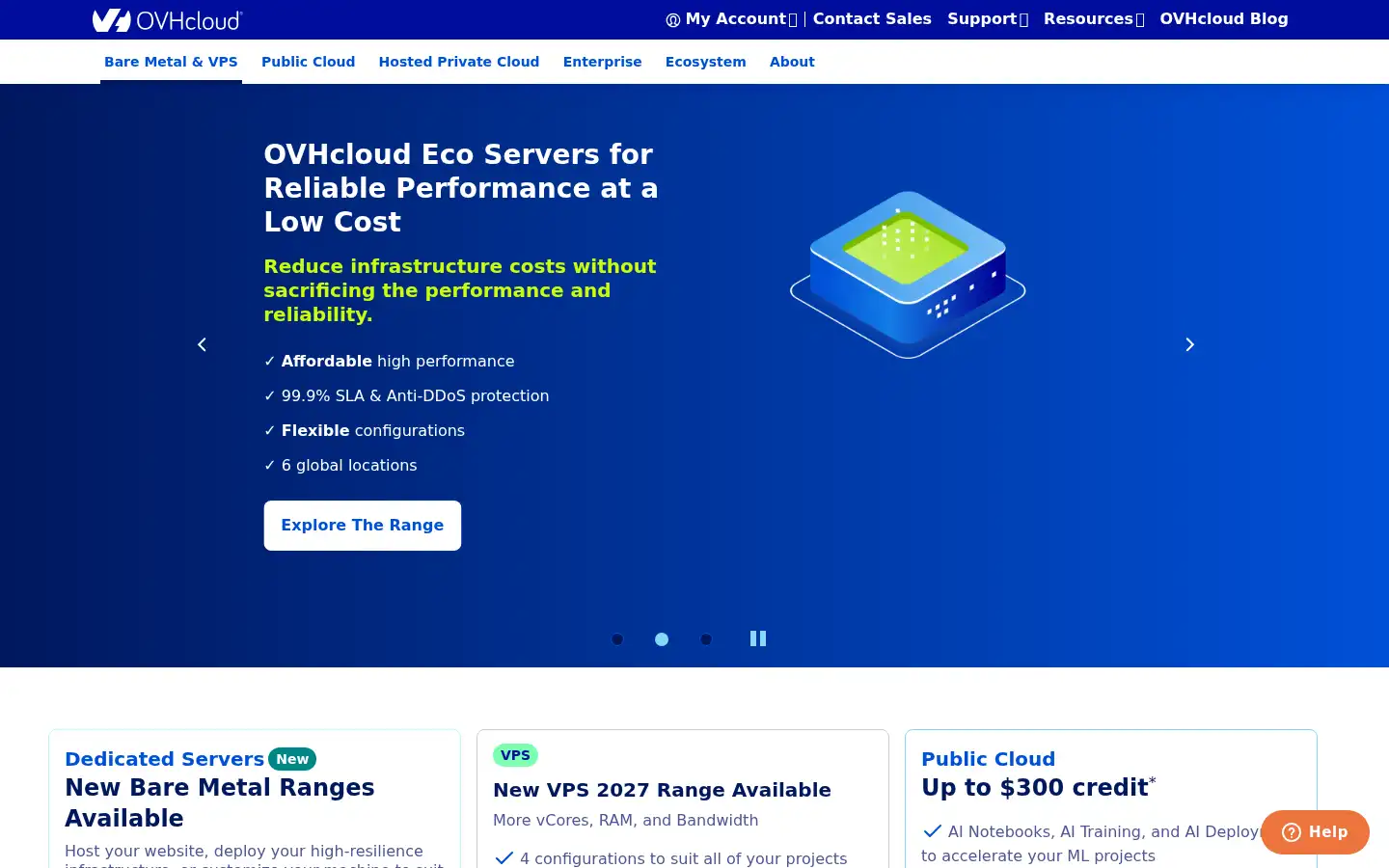 Screenshot of us.ovhcloud.com