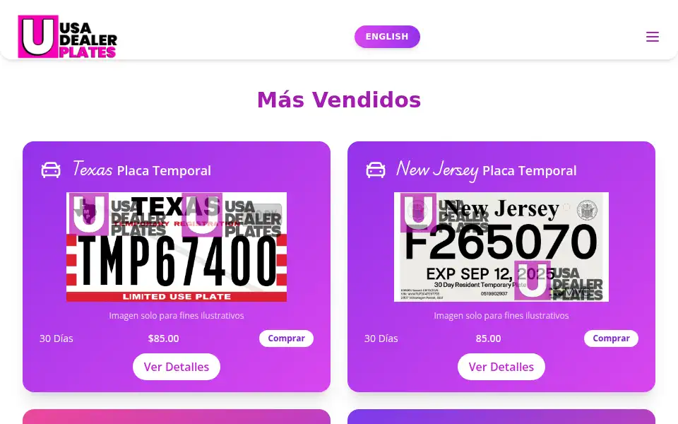 Screenshot of usadealerplates.us