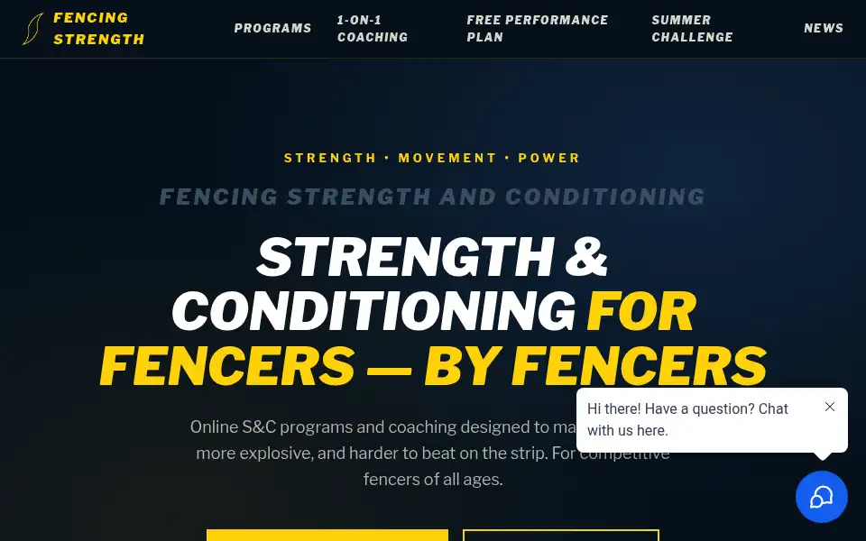 Screenshot of usafencingstrength.com