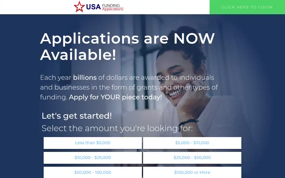 Screenshot of usafundingapplications.org