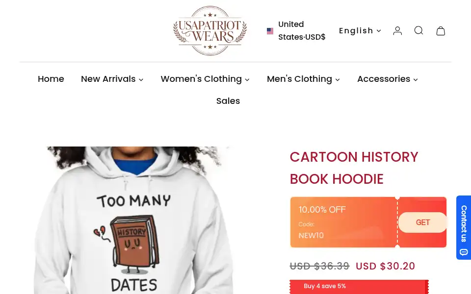 Screenshot of usapatriotwears.com