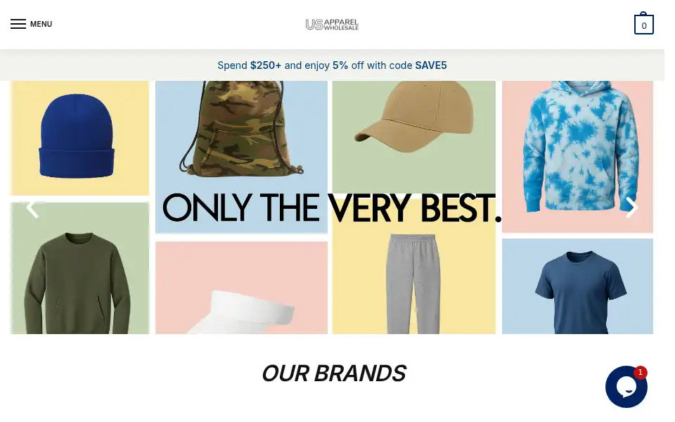 Screenshot of usapparelwholesale.com
