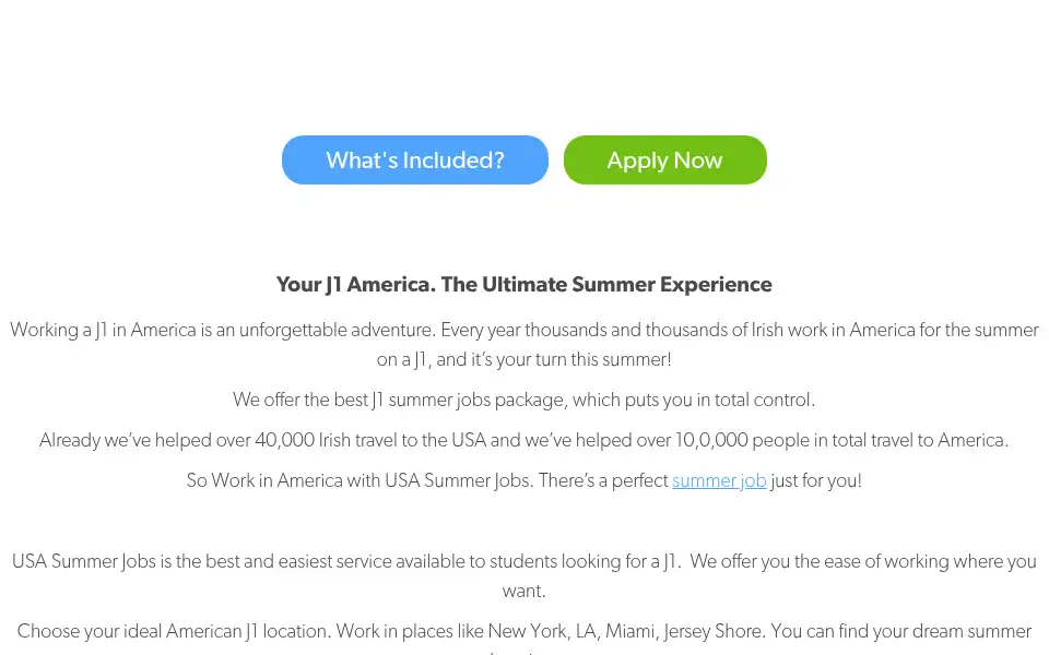Screenshot of usasummerjobs.com