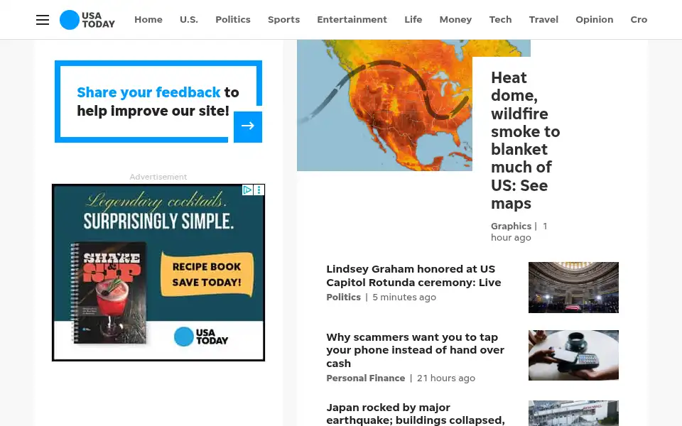 Screenshot of usatoday.com