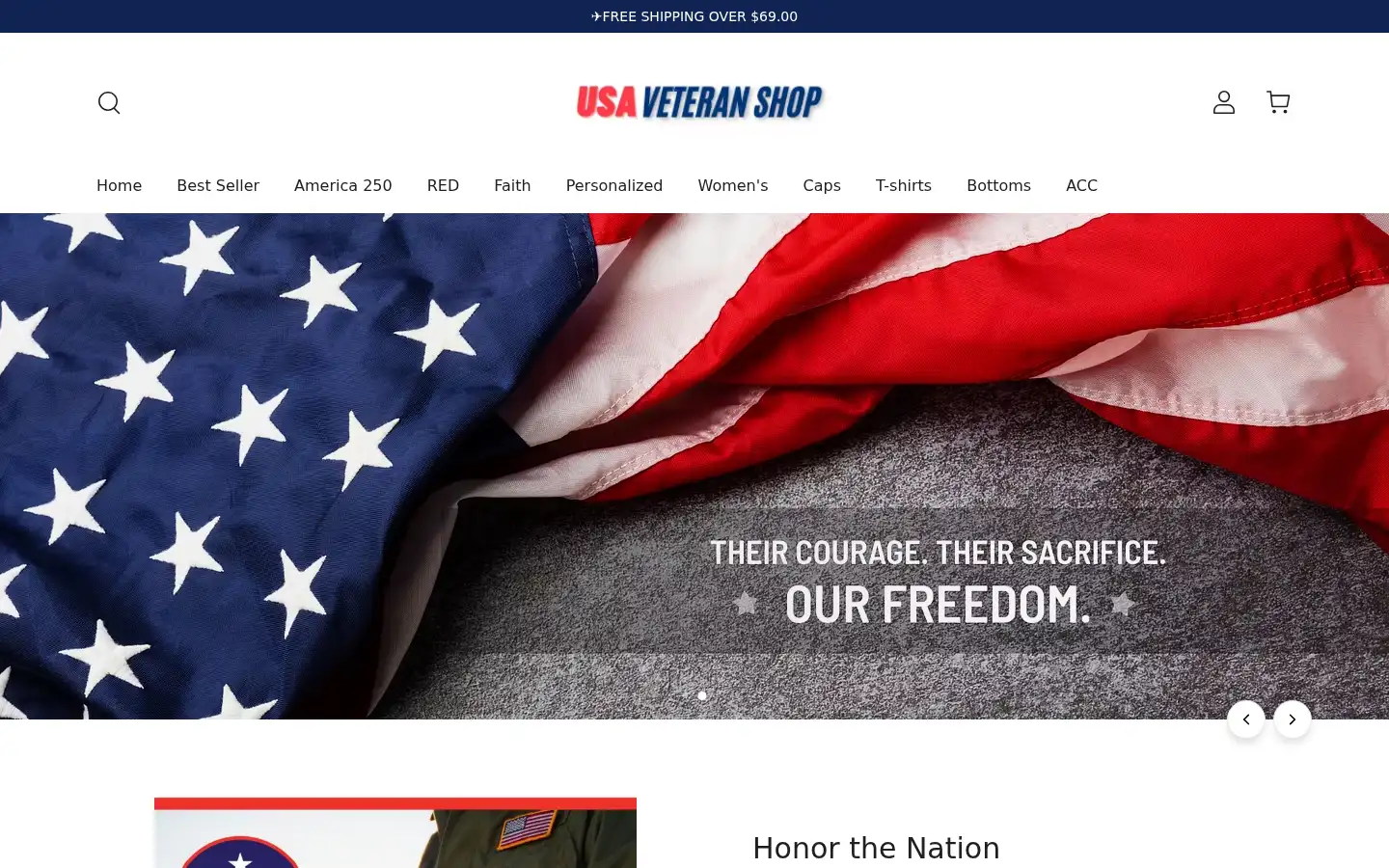 Screenshot of usaveteranshop.com