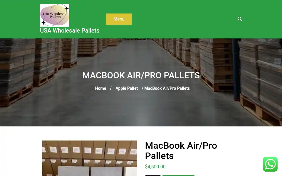 Screenshot of usawholesalepallets.com