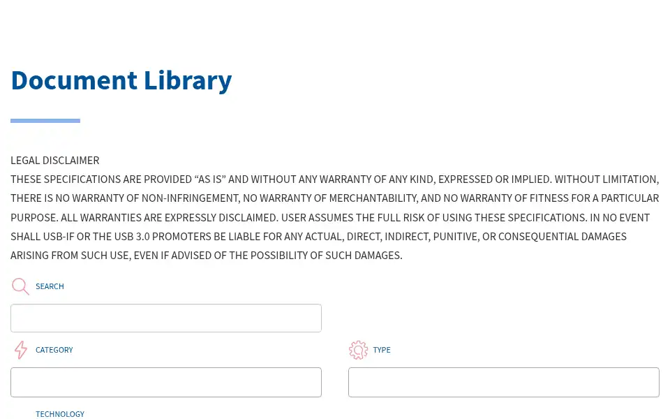 Screenshot of usb.org