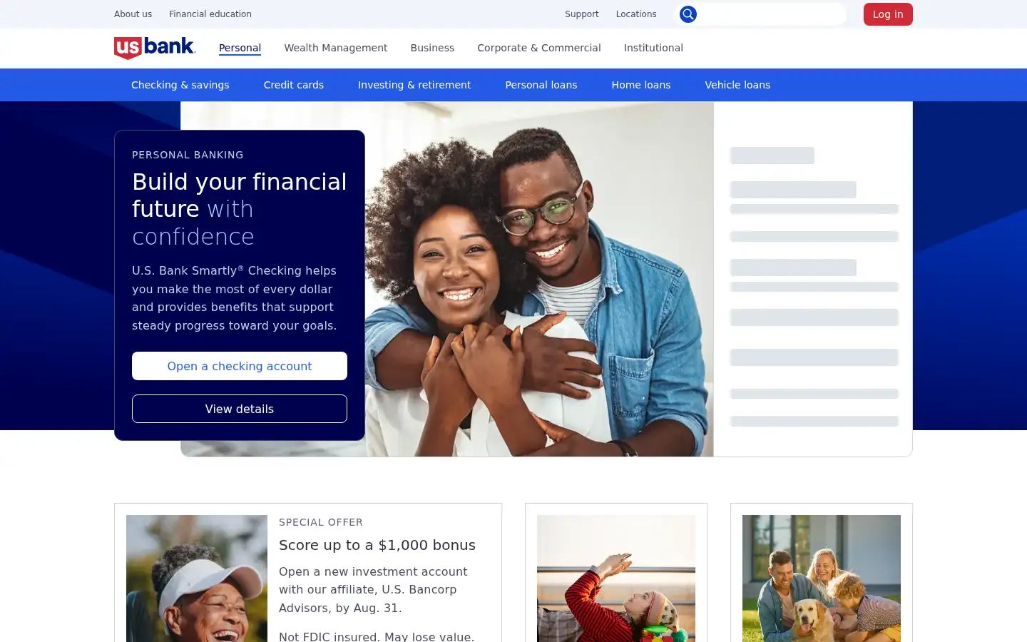 Screenshot of usbank.com