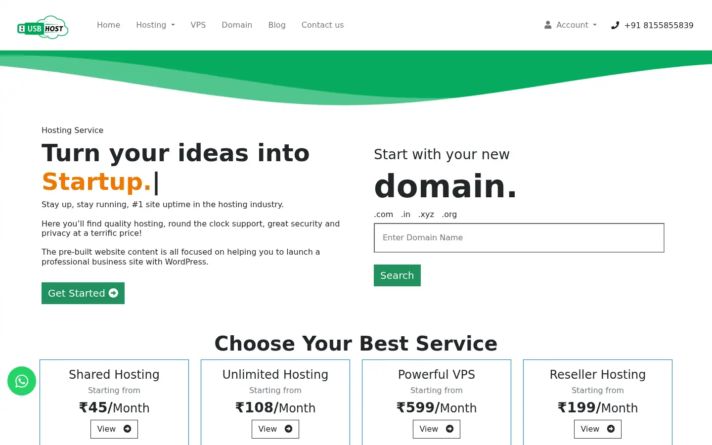 Screenshot of usbhost.in