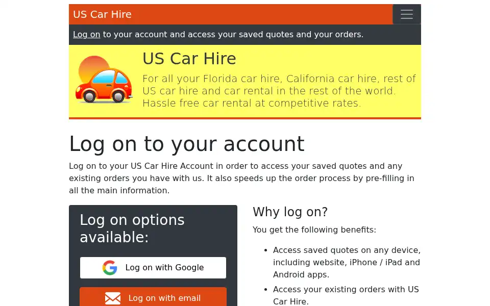 Screenshot of uscarhire.com