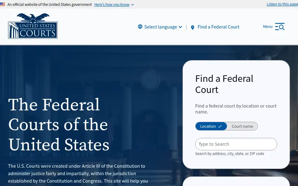 Screenshot of uscourts.gov