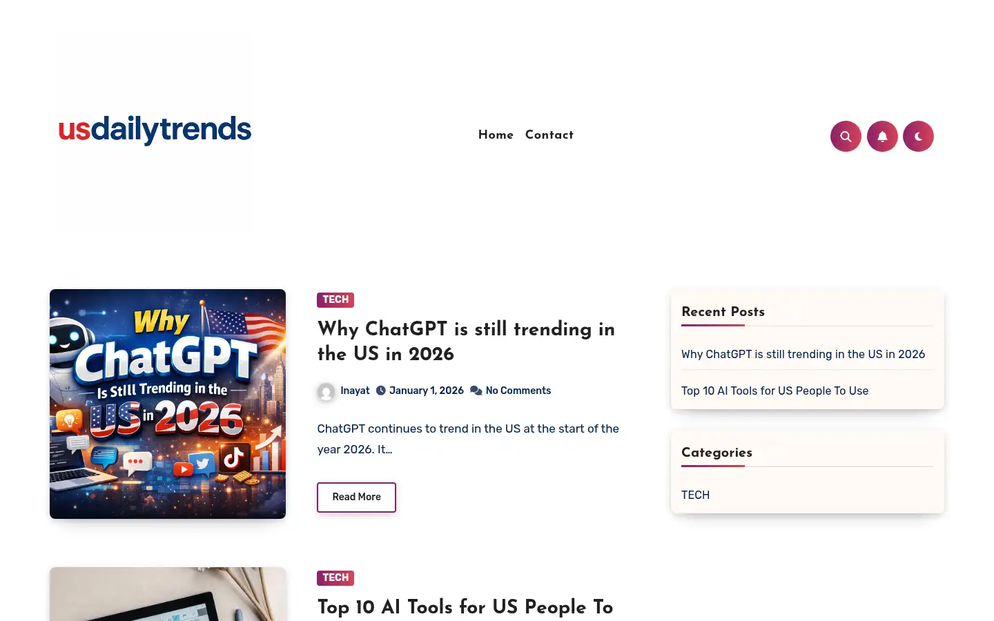 Screenshot of usdailytrend.com
