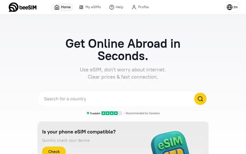 Screenshot of usebeesim.com