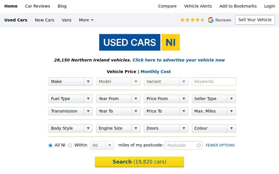 Screenshot of usedcarsni.com