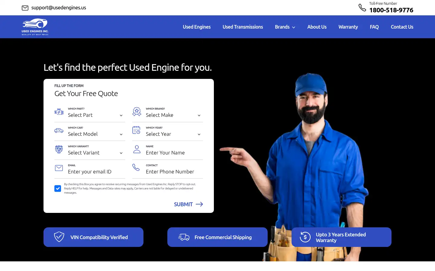 Screenshot of usedengines.us