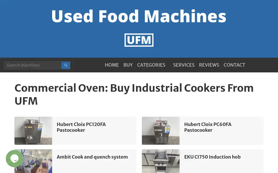 Screenshot of usedfoodmachines.com