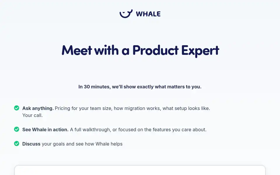 Screenshot of usewhale.io