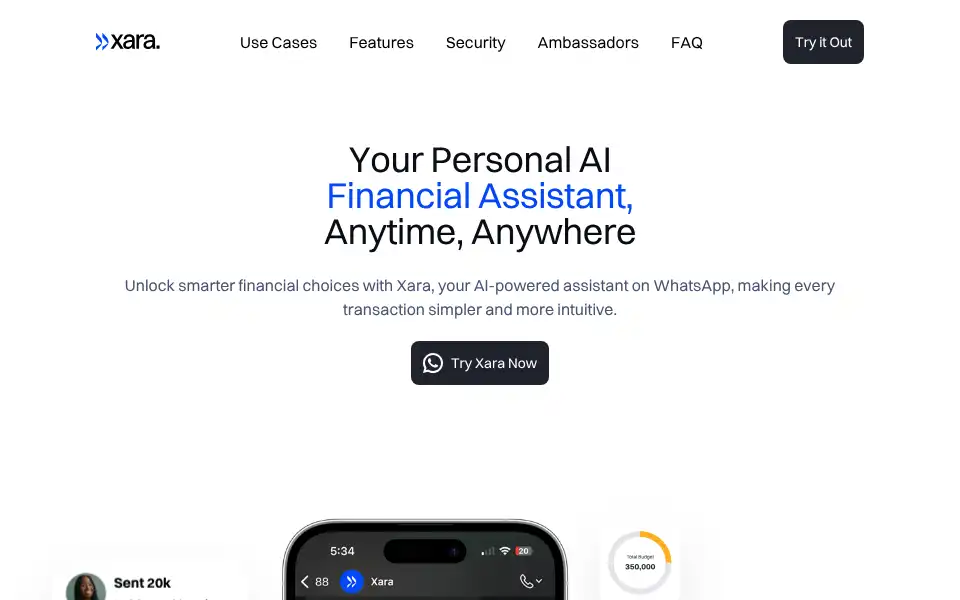 Screenshot of usexara.ai
