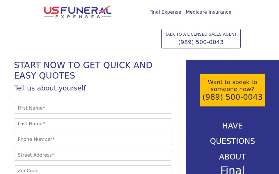 Screenshot of usfuneralexpenses.net