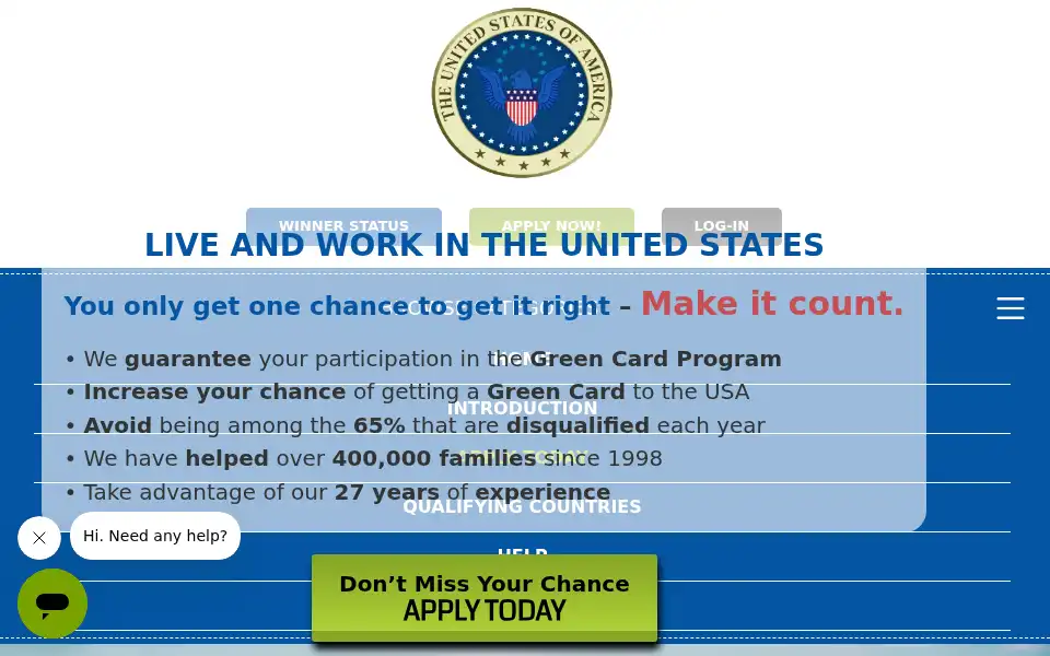 Screenshot of usgreencardoffice.com