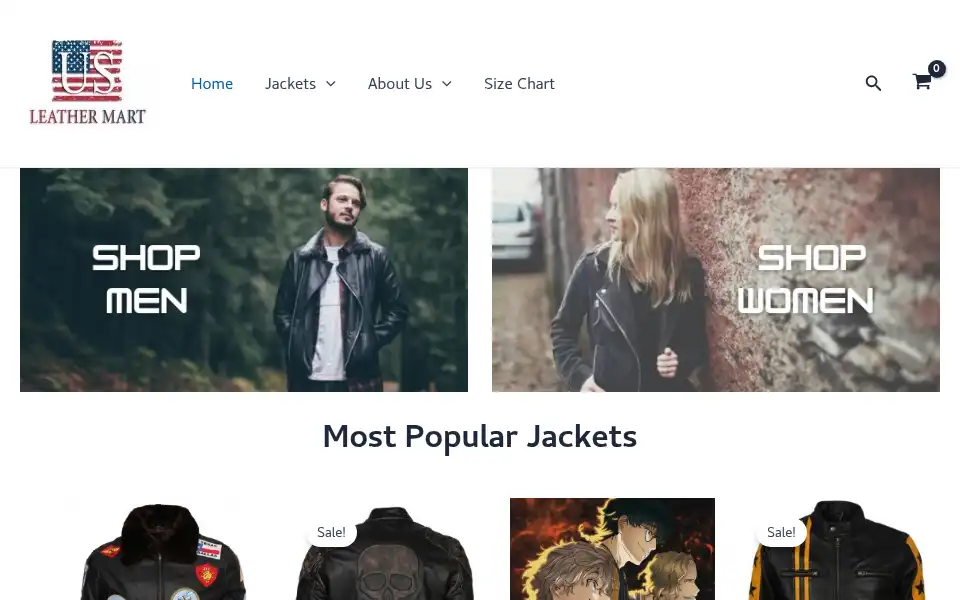 Screenshot of usleathermart.com