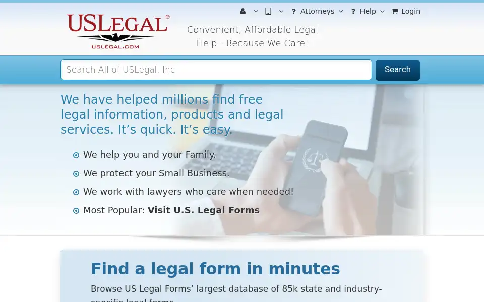 Screenshot of uslegal.com