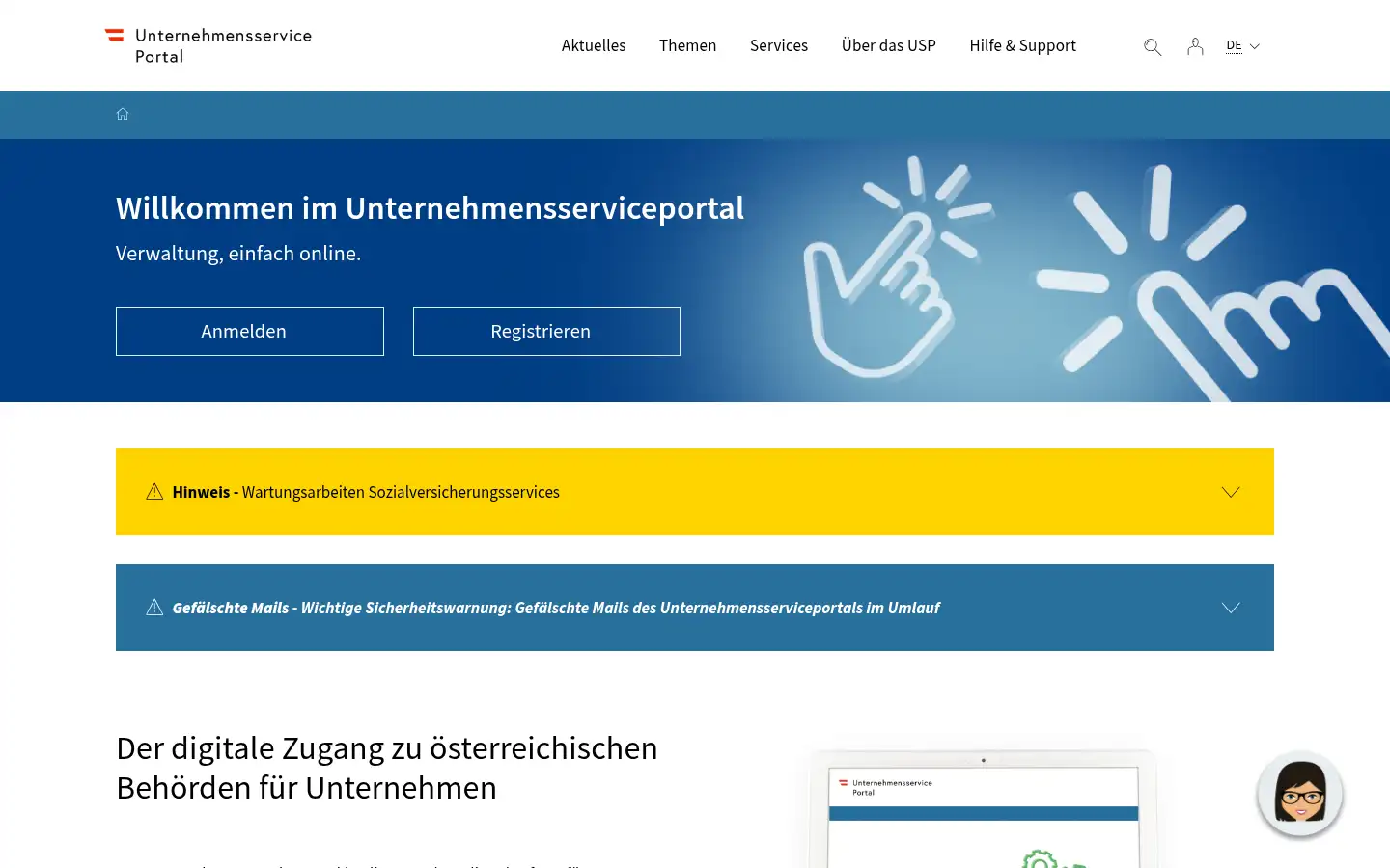 Screenshot of usp.gv.at