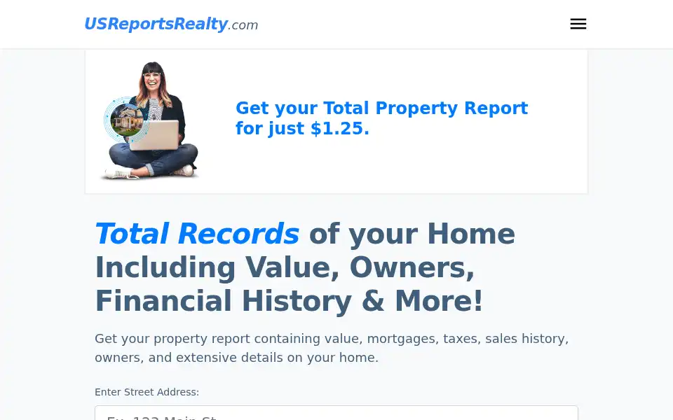 Screenshot of usreportsrealty.com