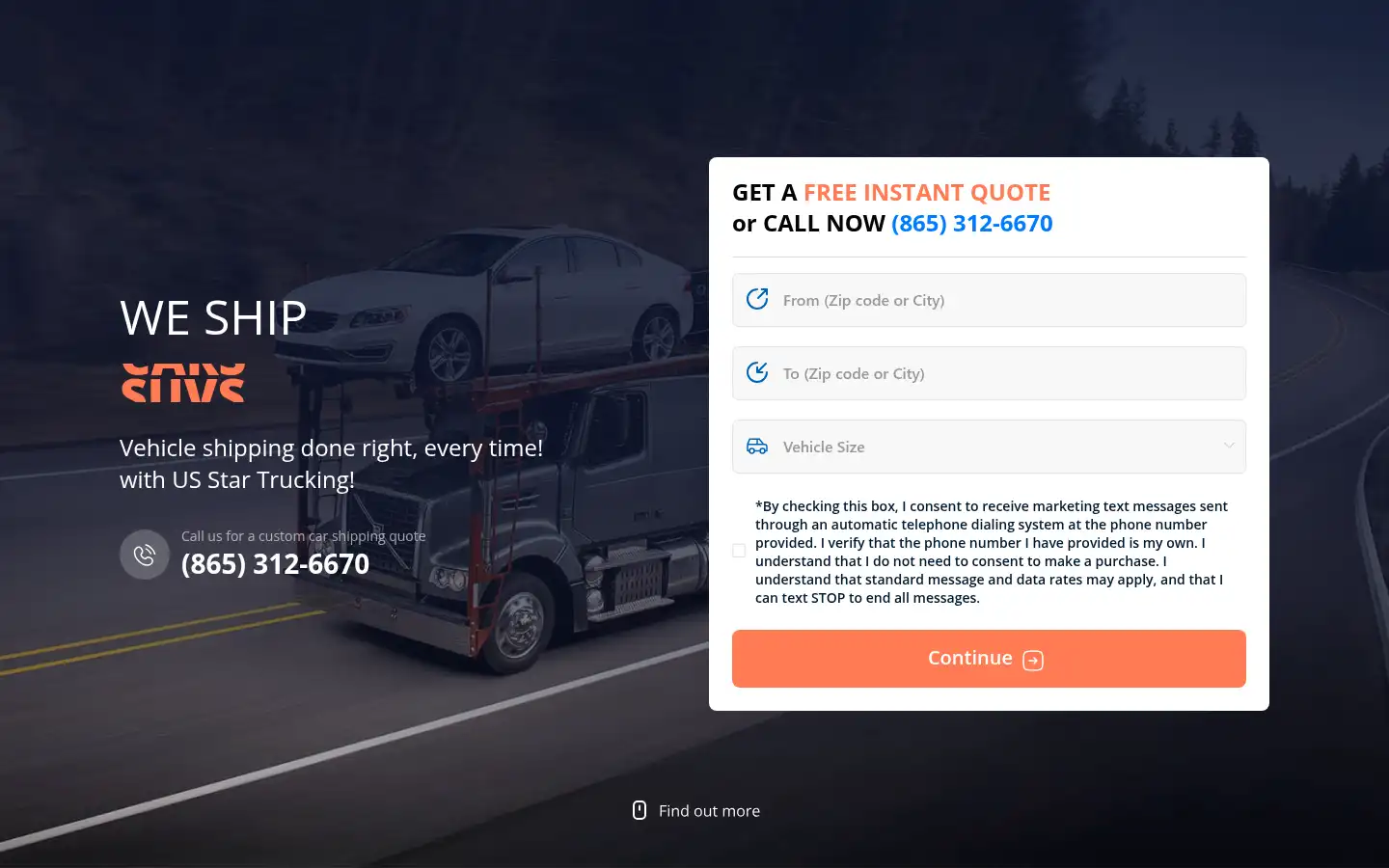 Screenshot of usstartruckingllc.com
