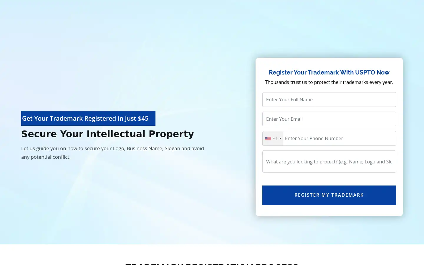 Screenshot of ustrademarkhub.com