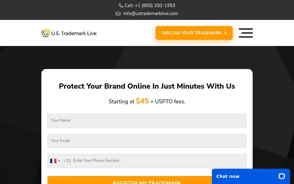 Screenshot of ustrademarklive.com