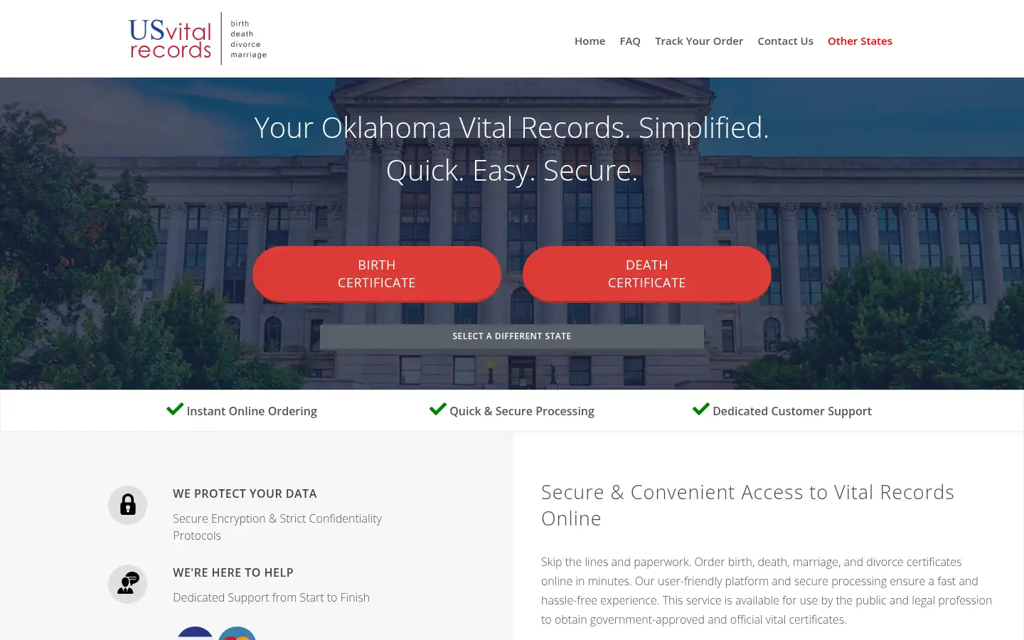 Screenshot of usvitalrecords.org