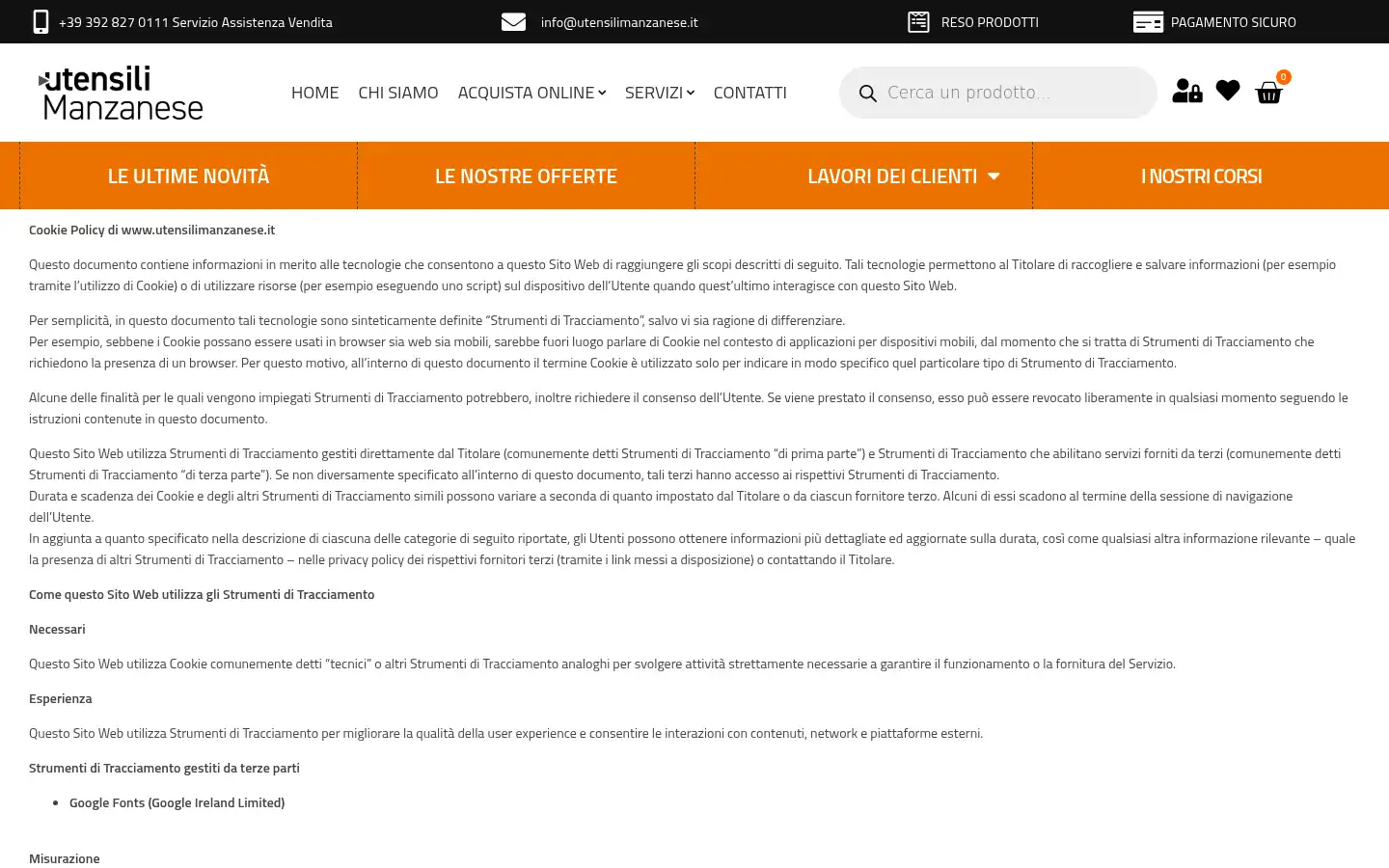 Screenshot of utensilimanzanese.it