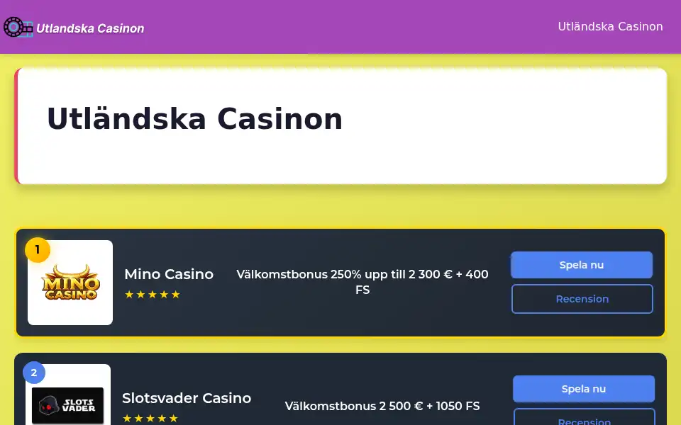 Screenshot of utlandska-casinon.info