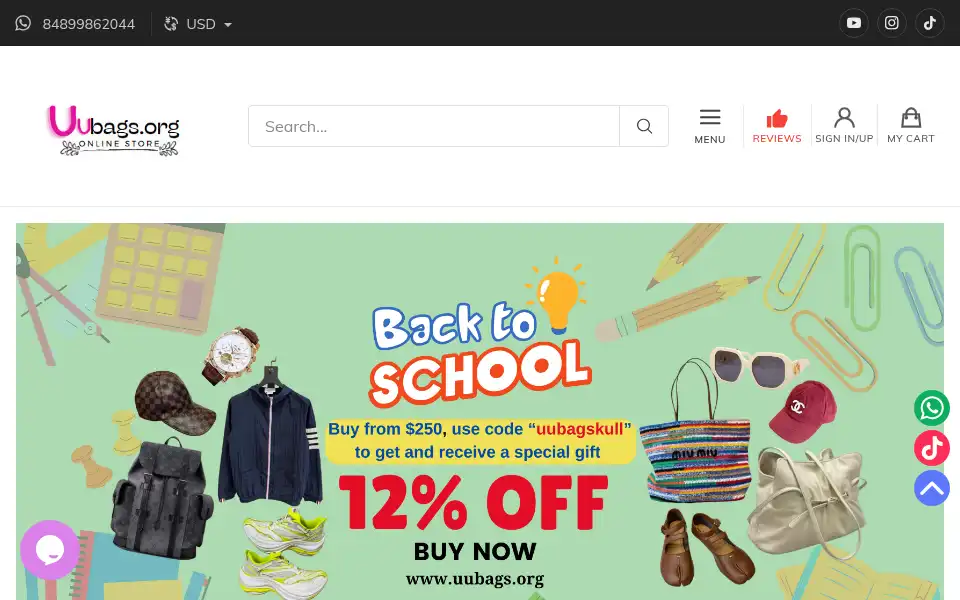 Screenshot of uubags.org