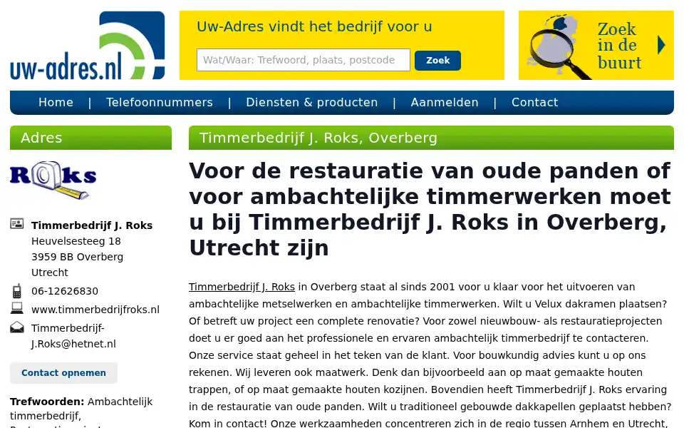 Screenshot of uw-adres.nl