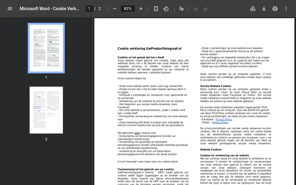Screenshot of uw-productfotograaf.nl