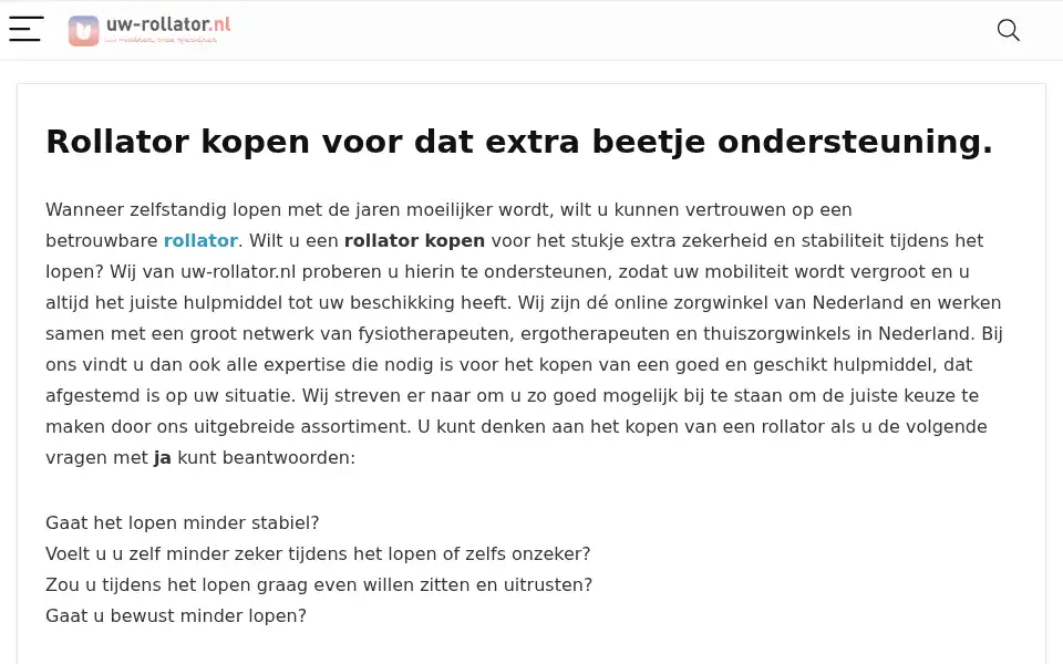 Screenshot of uw-rollator.nl